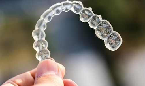Closeup of a set of ClearCorrect in Idaho Falls aligners